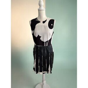 ALEXANDER MCQUEEN MCQ Black White Graphic Paneled Dress Size US 6